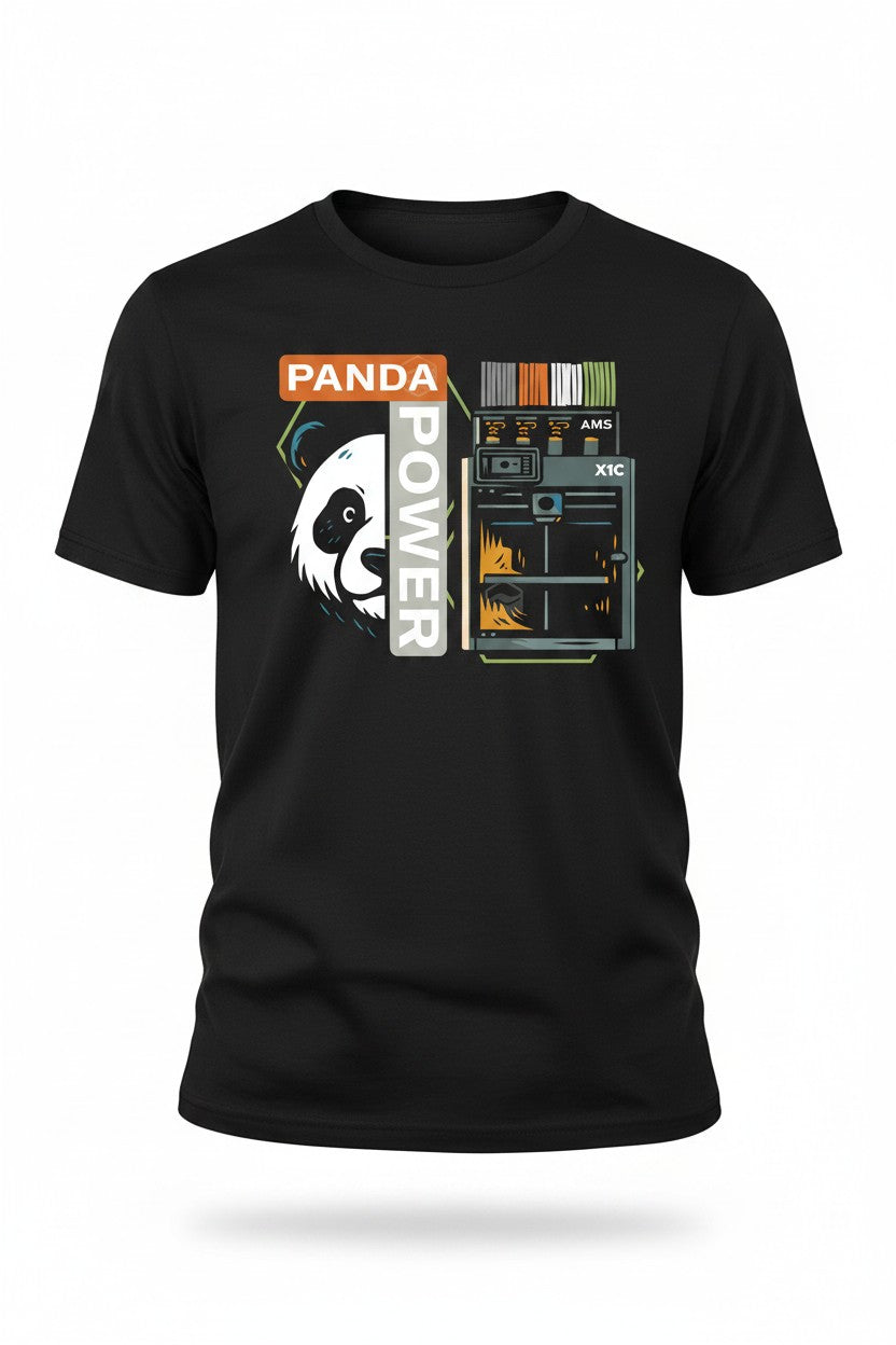 Panda Power – 3D-Druck Maker T-Shirt - X1C Edition